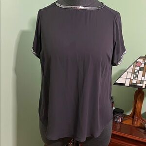 Torrid Charcoal Blouse with Silver Trim